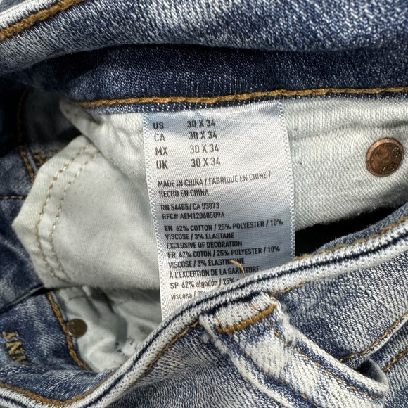 American Eagle Jeans Mens 30x34 Blue Skinny Next Level Flex Denim Distressed - Picture 8 of 9